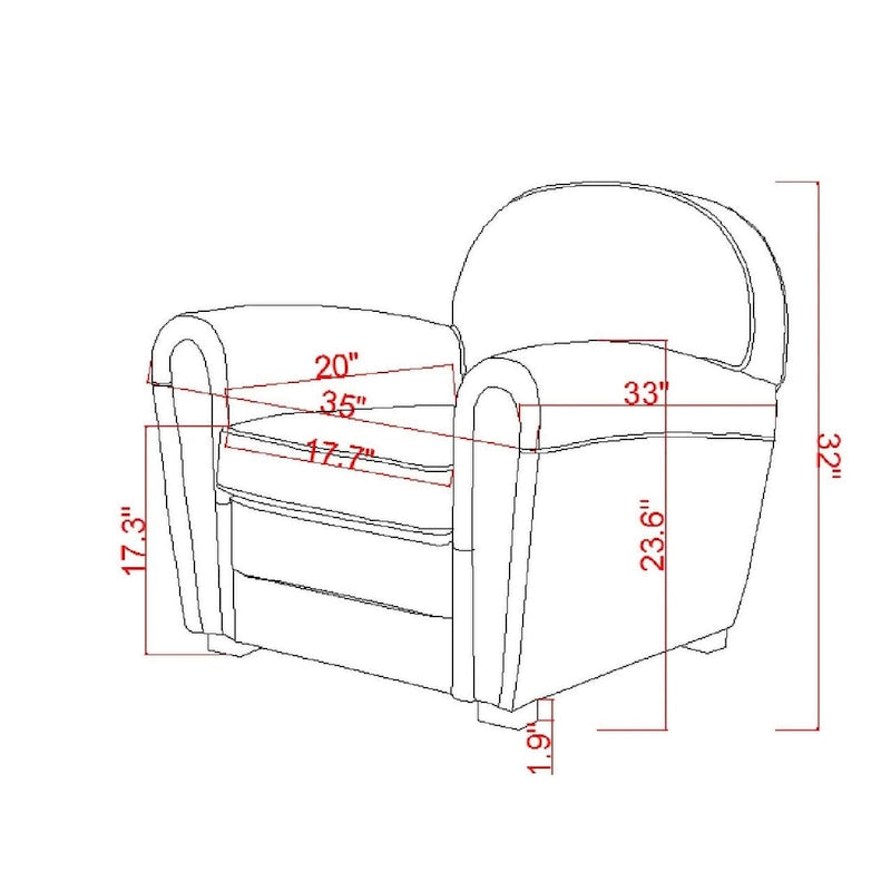 Pasargad Home Genuine Leather Paris Club Chair, Brown