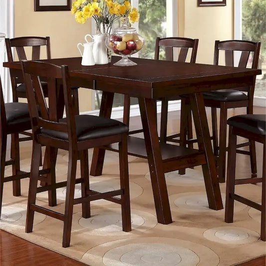 Rubber Wood Counter Height Table In Brown