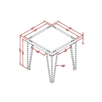 Fizi Industrial Black 24-inch Metal Square Side Table by Furniture of America