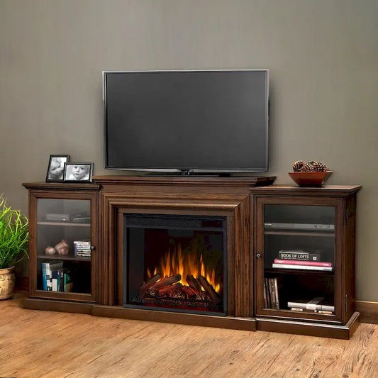 Frederick 72  Electric TV Stand Fireplace in Chestnut Oak by Real Flame - 72L x 15.5W x 30.1H