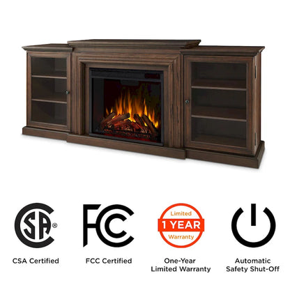 Frederick 72  Electric TV Stand Fireplace in Chestnut Oak by Real Flame - 72L x 15.5W x 30.1H