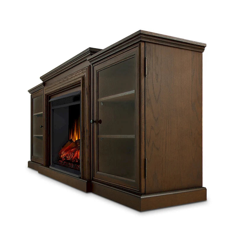 Frederick 72  Electric TV Stand Fireplace in Chestnut Oak by Real Flame - 72L x 15.5W x 30.1H