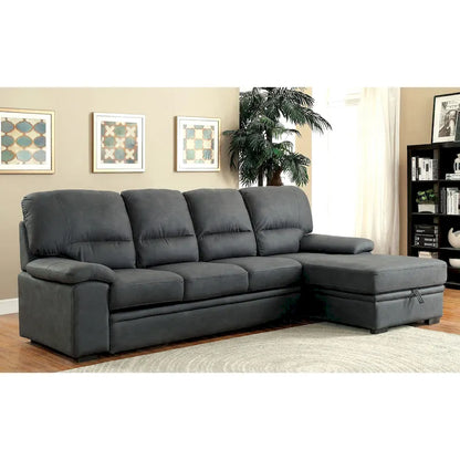 Werr Contemporary Faux Nabuck Fabric Sleeper Sectional with Storage Under Chaise by Furniture of America