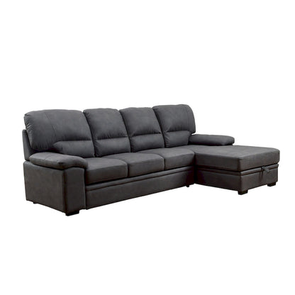 Werr Contemporary Faux Nabuck Fabric Sleeper Sectional with Storage Under Chaise by Furniture of America