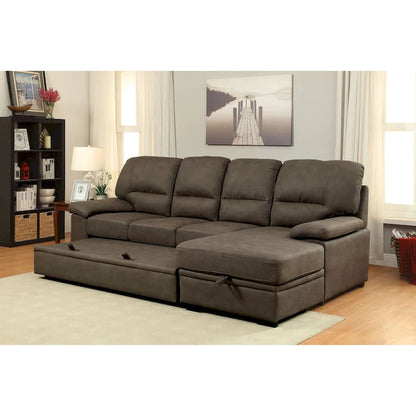Werr Contemporary Faux Nabuck Fabric Sleeper Sectional with Storage Under Chaise by Furniture of America