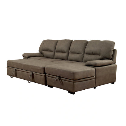 Werr Contemporary Faux Nabuck Fabric Sleeper Sectional with Storage Under Chaise by Furniture of America