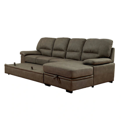 Werr Contemporary Faux Nabuck Fabric Sleeper Sectional with Storage Under Chaise by Furniture of America