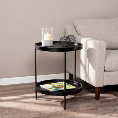 SEI Furniture Vaquero Round Modern Style w/ Shelf Wood Side Table