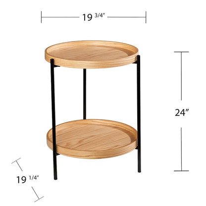 SEI Furniture Vaquero Round Modern Style w/ Shelf Wood Side Table
