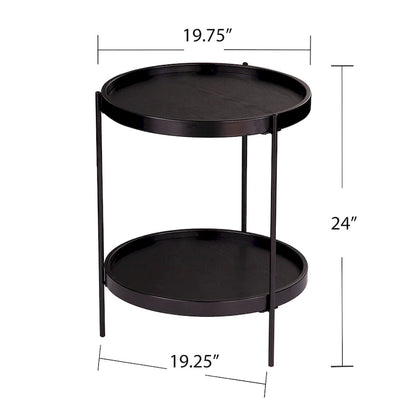 SEI Furniture Vaquero Round Modern Style w/ Shelf Wood Side Table