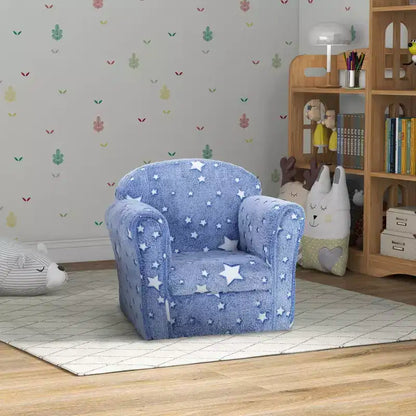 Divanetto per bambini Qaba, divanetto per bambini con stelle fluorescenti e struttura in legno, divanetto imbottito per bambini da 18 a 36 mesi