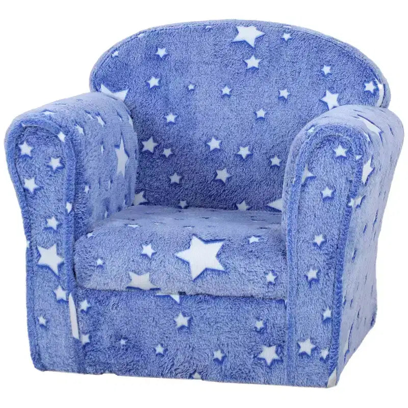 Divanetto per bambini Qaba, divanetto per bambini con stelle fluorescenti e struttura in legno, divanetto imbottito per bambini da 18 a 36 mesi