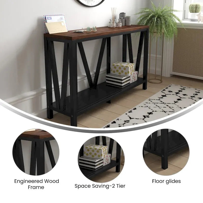 Farmhouse Style Rustic Entryway Console Table