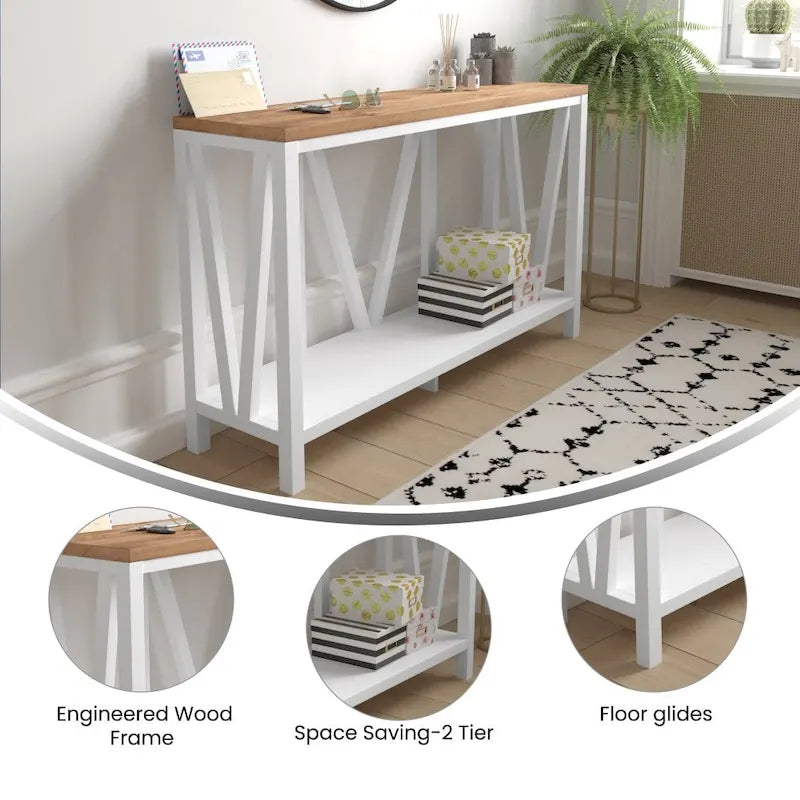 Farmhouse Style Rustic Entryway Console Table