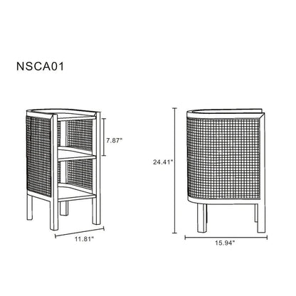 Manhattan Comfort Versailles End Table in Black and Natural Cane