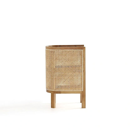 Manhattan Comfort Versailles End Table in Black and Natural Cane