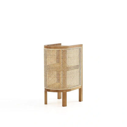 Manhattan Comfort Versailles End Table in Black and Natural Cane