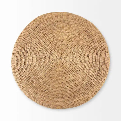Mercana  Maya  Brown Striped Seagrass Round Coffee Table Pouf