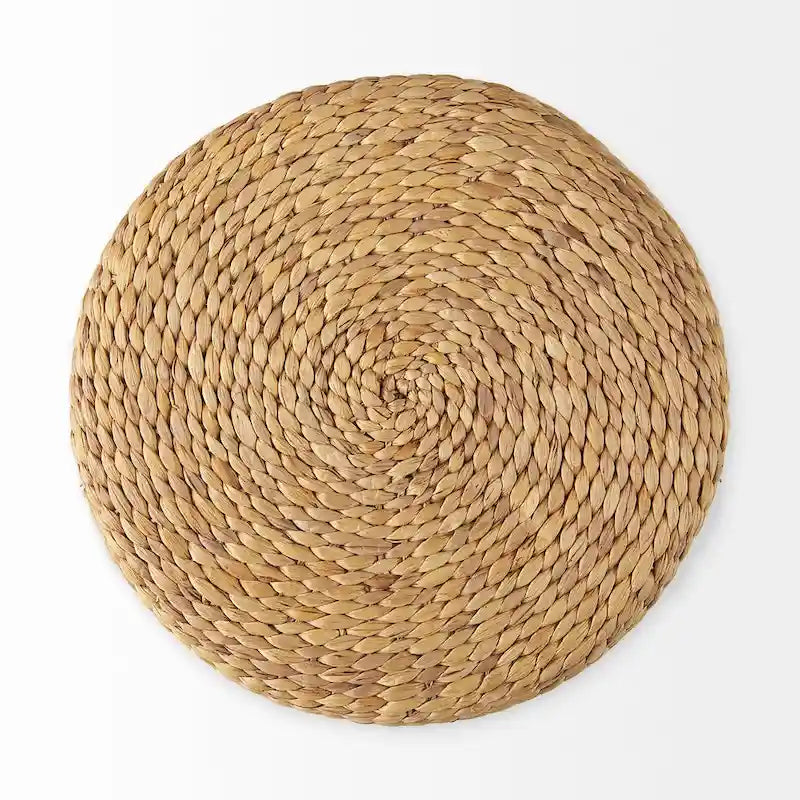Mercana  Maya  Brown Striped Seagrass Round Coffee Table Pouf
