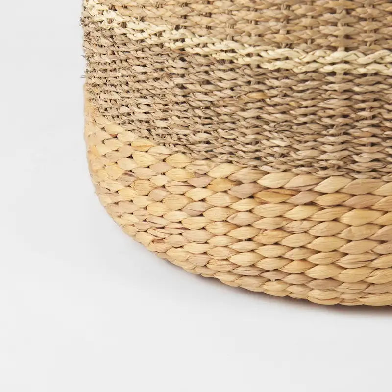 Mercana  Maya  Brown Striped Seagrass Round Coffee Table Pouf