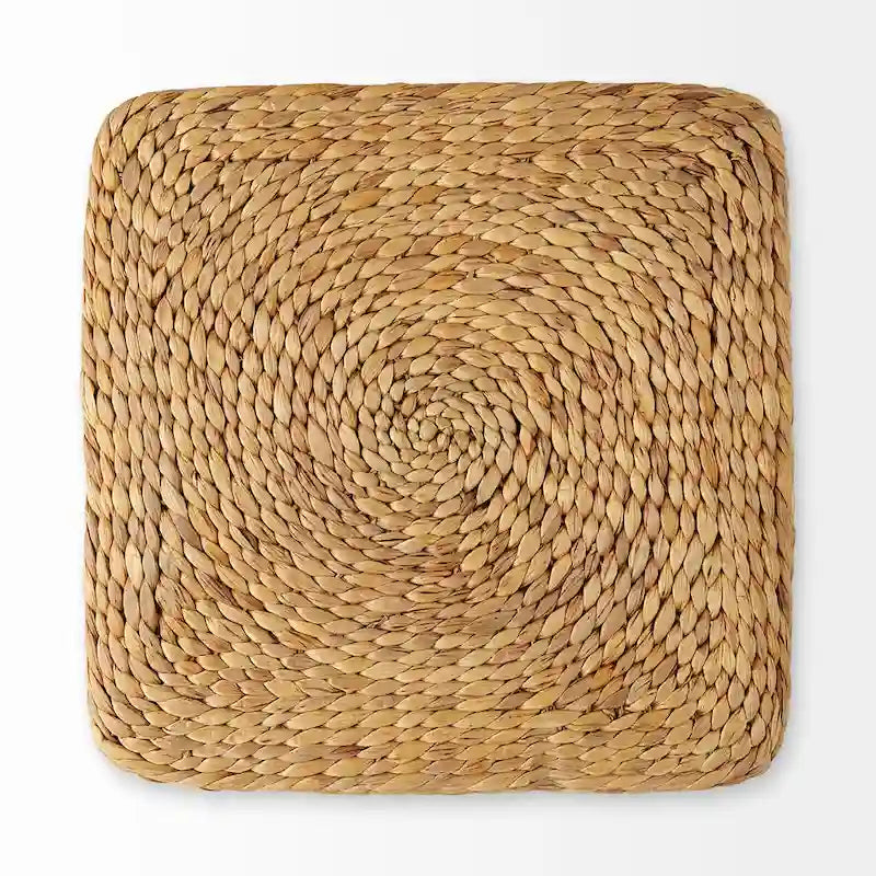 Mercana  Maya  Brown Striped Seagrass Round Coffee Table Pouf