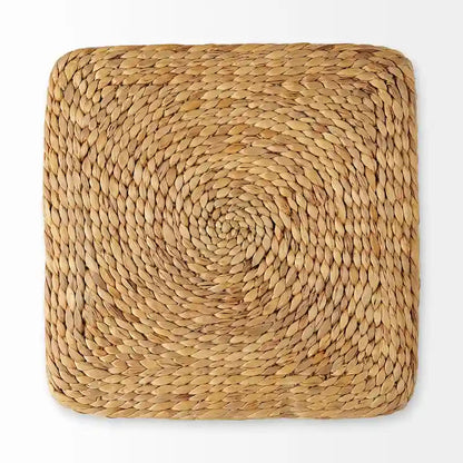 Mercana  Maya  Brown Striped Seagrass Round Coffee Table Pouf