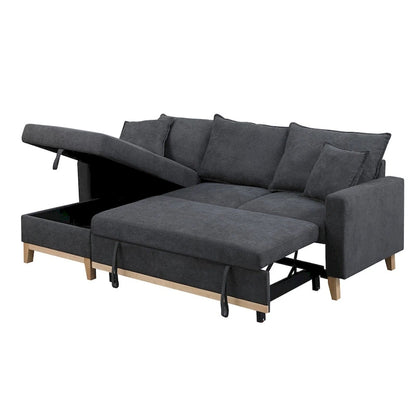 Woven Reversible Sleeper Sectional Sofa with Storage Chaise