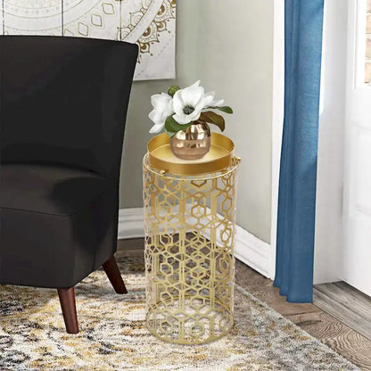 Adeco Multipurpose End Table Metal Shelf Holder Organizer Entrance Umbrella Stand - 9. 25  x 9. 25  x 18. 78 