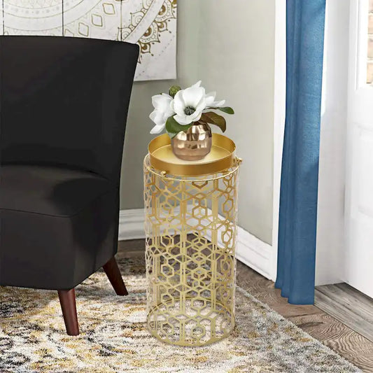 Adeco Multipurpose End Table Metal Shelf Holder Organizer Entrance Umbrella Stand - 9. 25  x 9. 25  x 18. 78 