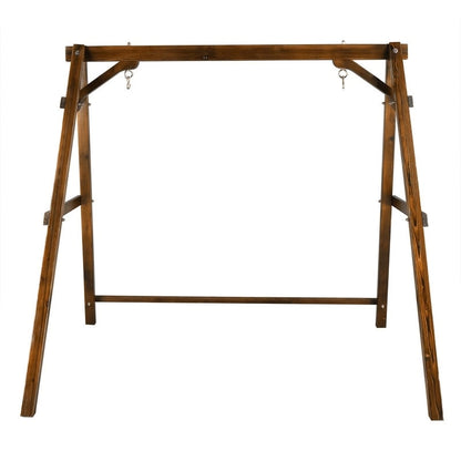 2-Person Carbonized Solid Wood Porch Swing Stand (without hanging swing)