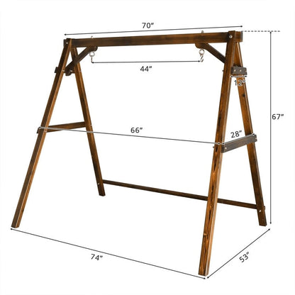 2-Person Carbonized Solid Wood Porch Swing Stand (without hanging swing)