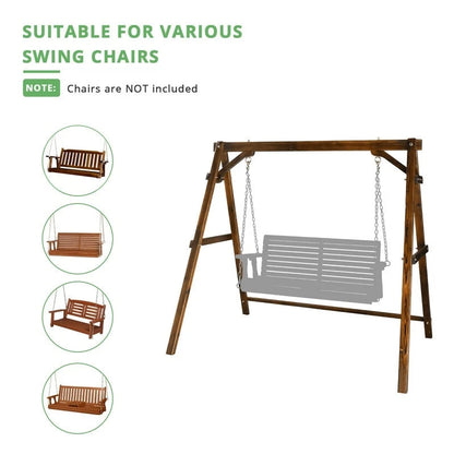 2-Person Carbonized Solid Wood Porch Swing Stand (without hanging swing)