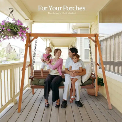 2-Person Carbonized Solid Wood Porch Swing Stand (without hanging swing)