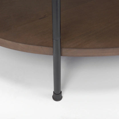 Larkin White Marble Top w/ Dark Brown Wood Shelf Oval Coffee Table