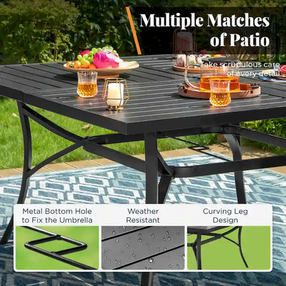 MAISON ARTS 9-Piece Patio Dining Set, 60 Inch Square Metal Table and 8 Swivel Dining Chairs
