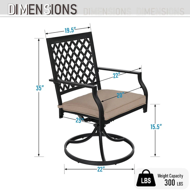 MAISON ARTS 9-Piece Patio Dining Set, 60 Inch Square Metal Table and 8 Swivel Dining Chairs