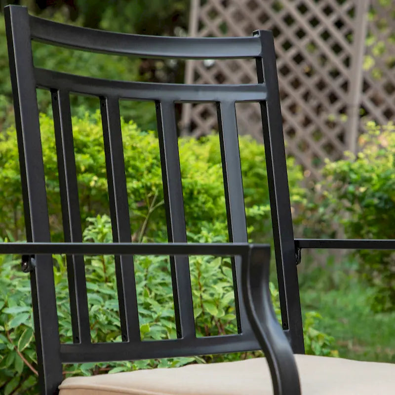 MAISON ARTS 9-Piece Patio Dining Set, 60 Inch Square Metal Table and 8 Swivel Dining Chairs