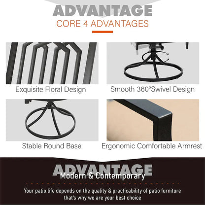 MAISON ARTS 9-Piece Patio Dining Set, 60 Inch Square Metal Table and 8 Swivel Dining Chairs