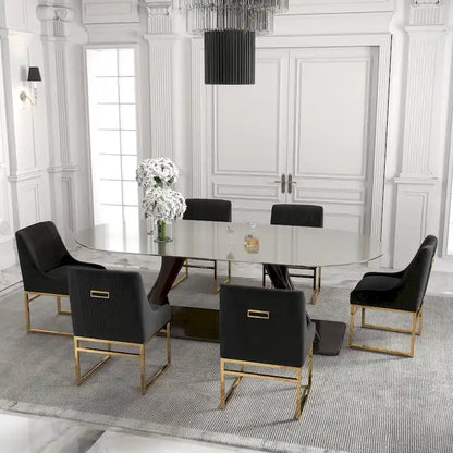 SEYNAR Contempoary Velvet Dining Chair with Metal Frame Legs, set of 6