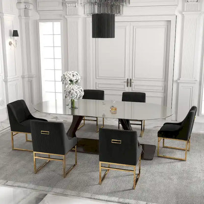 SEYNAR Contempoary Velvet Dining Chair with Metal Frame Legs, set of 6