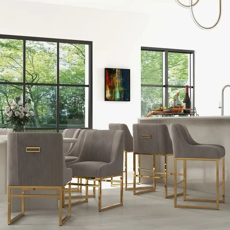 SEYNAR Contempoary Velvet Dining Chair with Metal Frame Legs, set of 6