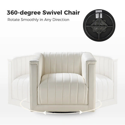 Esteban Modern Leather Upholstered Swivel Barrel Chair by HULALA HOME