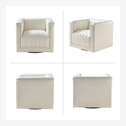 Esteban Modern Leather Upholstered Swivel Barrel Chair by HULALA HOME