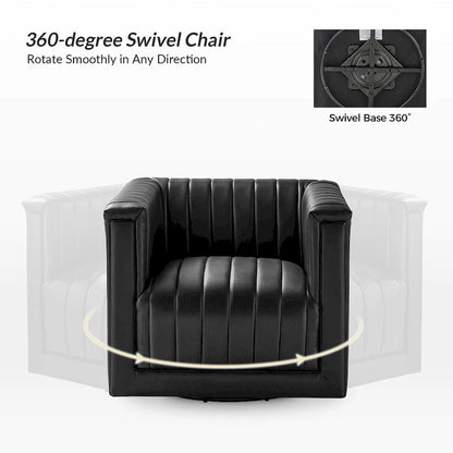 Esteban Modern Leather Upholstered Swivel Barrel Chair by HULALA HOME