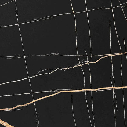 Addison Round Raised Lip Edge Angled Couch-Side Accent C-Table - Black Marble or Brown Walnut