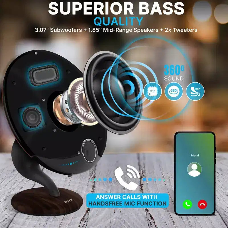 Pyle Wireless Bluetooth Streaming Gramophone Speaker with Built-in Subwoofer - PGMSP100