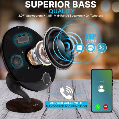 Pyle Wireless Bluetooth Streaming Gramophone Speaker with Built-in Subwoofer - PGMSP100