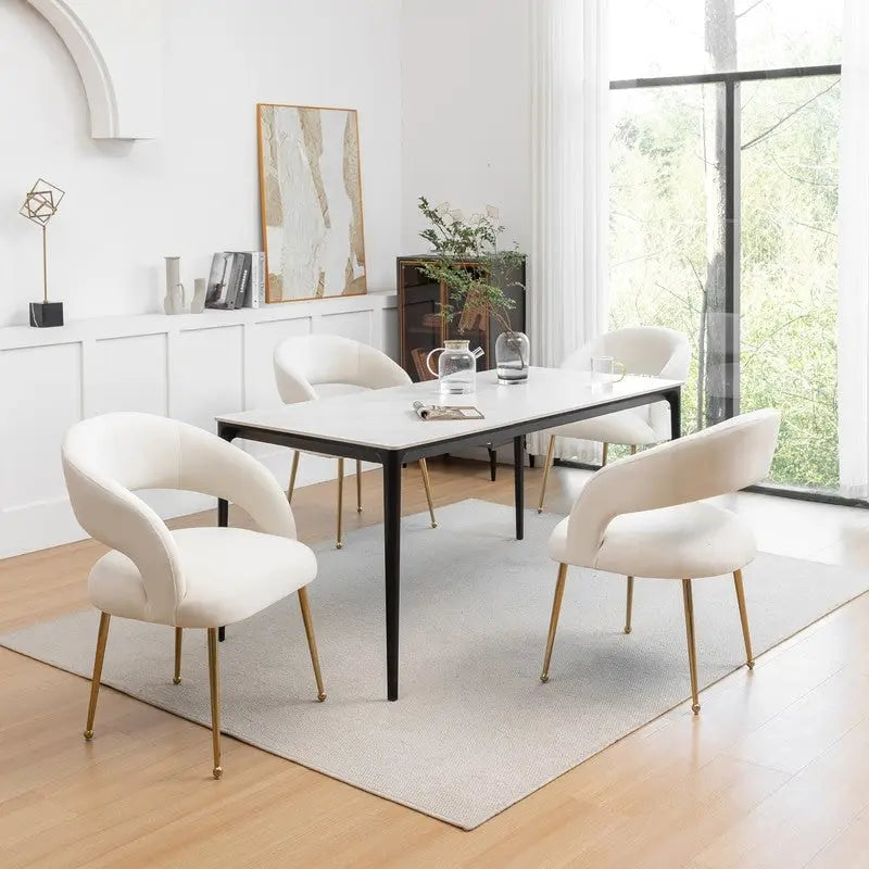 SEYNAR Mid Century Modern Velvet Upolstered Open-Back Dining Chair Set of 4