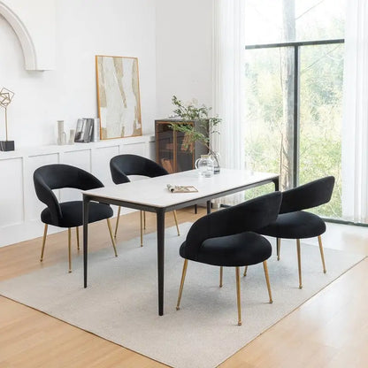 SEYNAR Mid Century Modern Velvet Upolstered Open-Back Dining Chair Set of 4