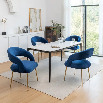 SEYNAR Mid Century Modern Velvet Upolstered Open-Back Dining Chair Set of 4